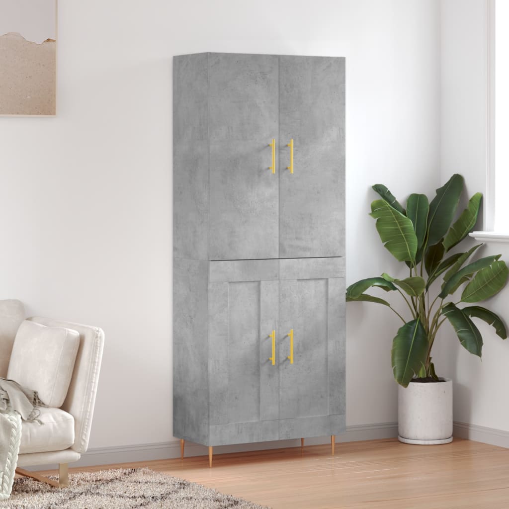 Highboard 69.5x34x180 cm Engineered Wood 2 Wood Doors Concrete grey