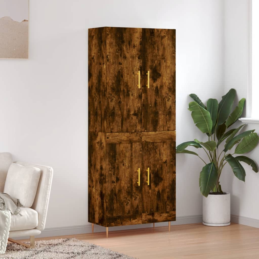 Highboard 69.5x34x180 cm Engineered Wood 2 Wood Doors Smoked oak