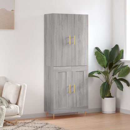 Highboard 69.5x34x180 cm Engineered Wood 2 Wood Doors Grey sonoma