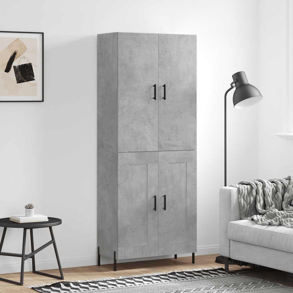 Highboard 69.5x34x180 cm Engineered Wood 2 Wood Doors Concrete grey