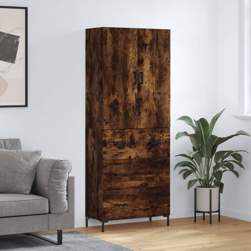 Highboard 69.5x34x180 cm Engineered Wood 3 Drawers Smoked oak