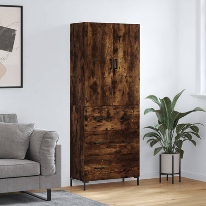 Highboard 69.5x34x180 cm Engineered Wood 3 Drawers Smoked oak