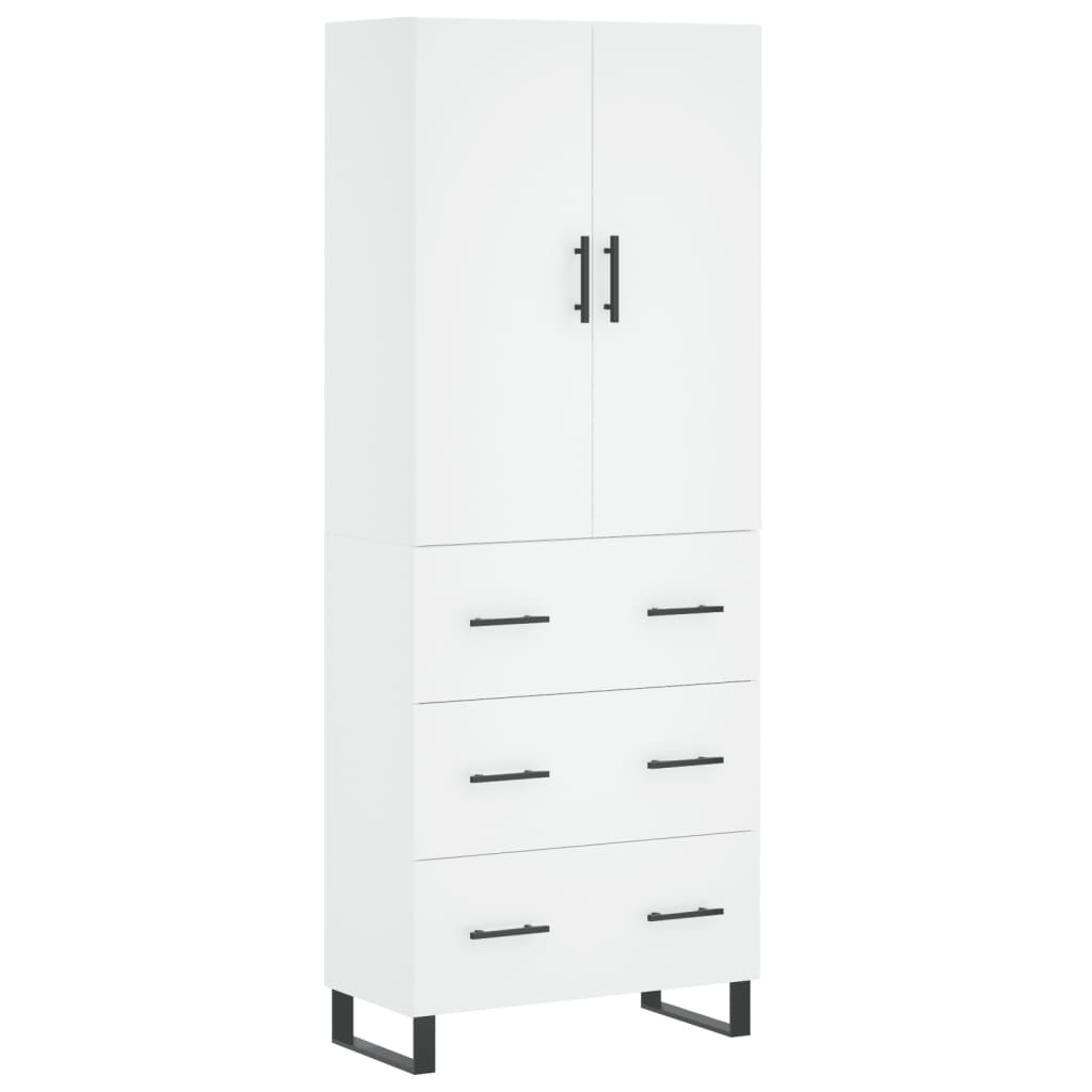 Highboard 69.5x34x180 cm Engineered Wood 3 Drawers White