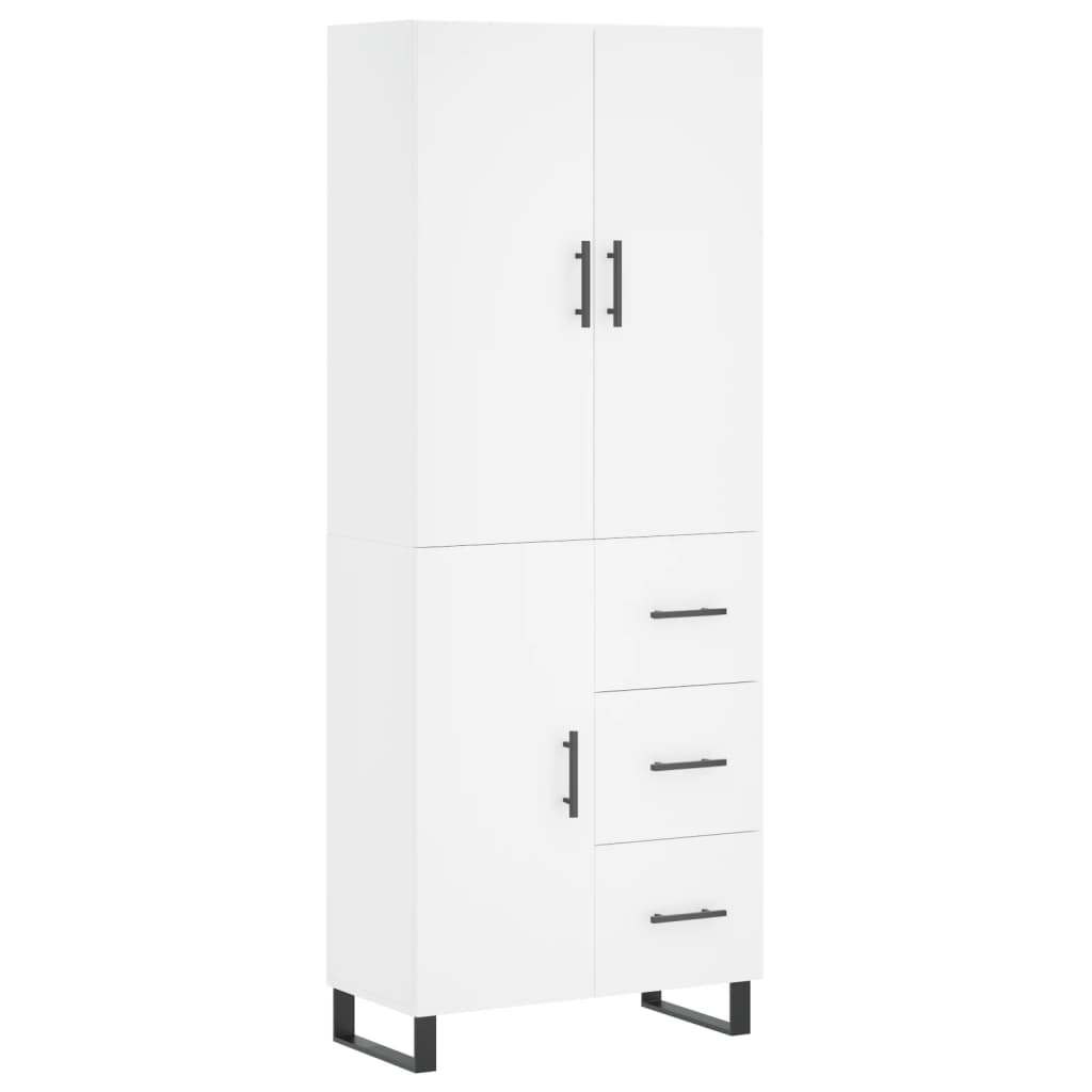 Highboard 69.5x34x180 cm Engineered Wood 1 Door 3 Drawers White