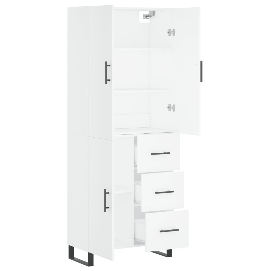 Highboard 69.5x34x180 cm Engineered Wood 1 Door 3 Drawers White