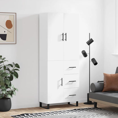 Highboard 69.5x34x180 cm Engineered Wood 1 Door 3 Drawers White