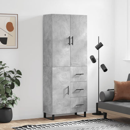 Highboard 69.5x34x180 cm Engineered Wood 1 Door 3 Drawers Concrete grey