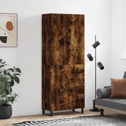 Highboard 69.5x34x180 cm Engineered Wood 1 Door 3 Drawers Smoked oak