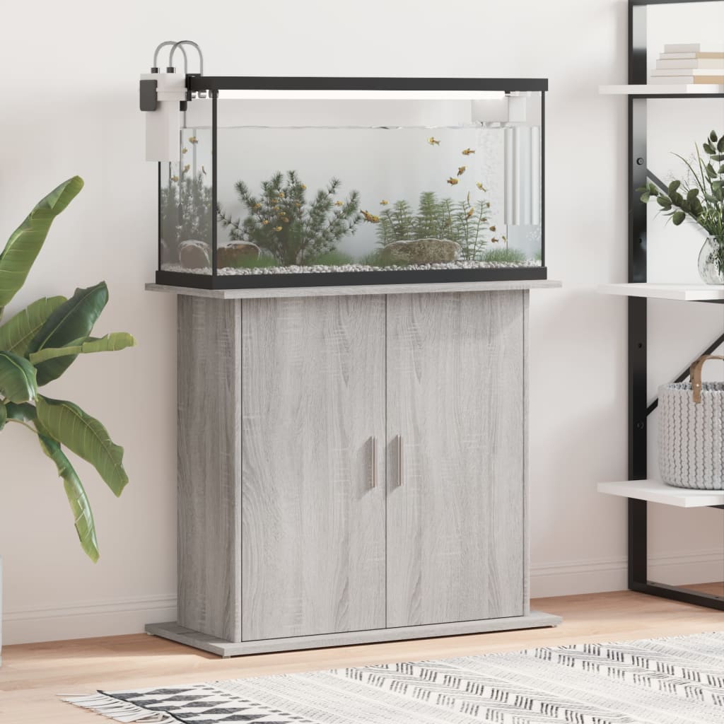 Aquarium Stand 81x36x73 cm Engineered Wood Grey sonoma