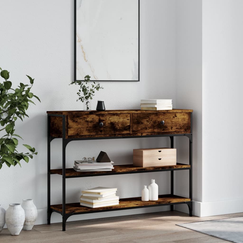 Console Table 100x25x75 cm Engineered Wood Smoked oak 100 cm