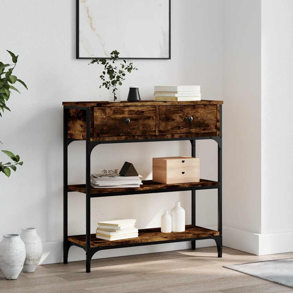 Console Table 100x25x75 cm Engineered Wood Smoked oak 72.5 cm