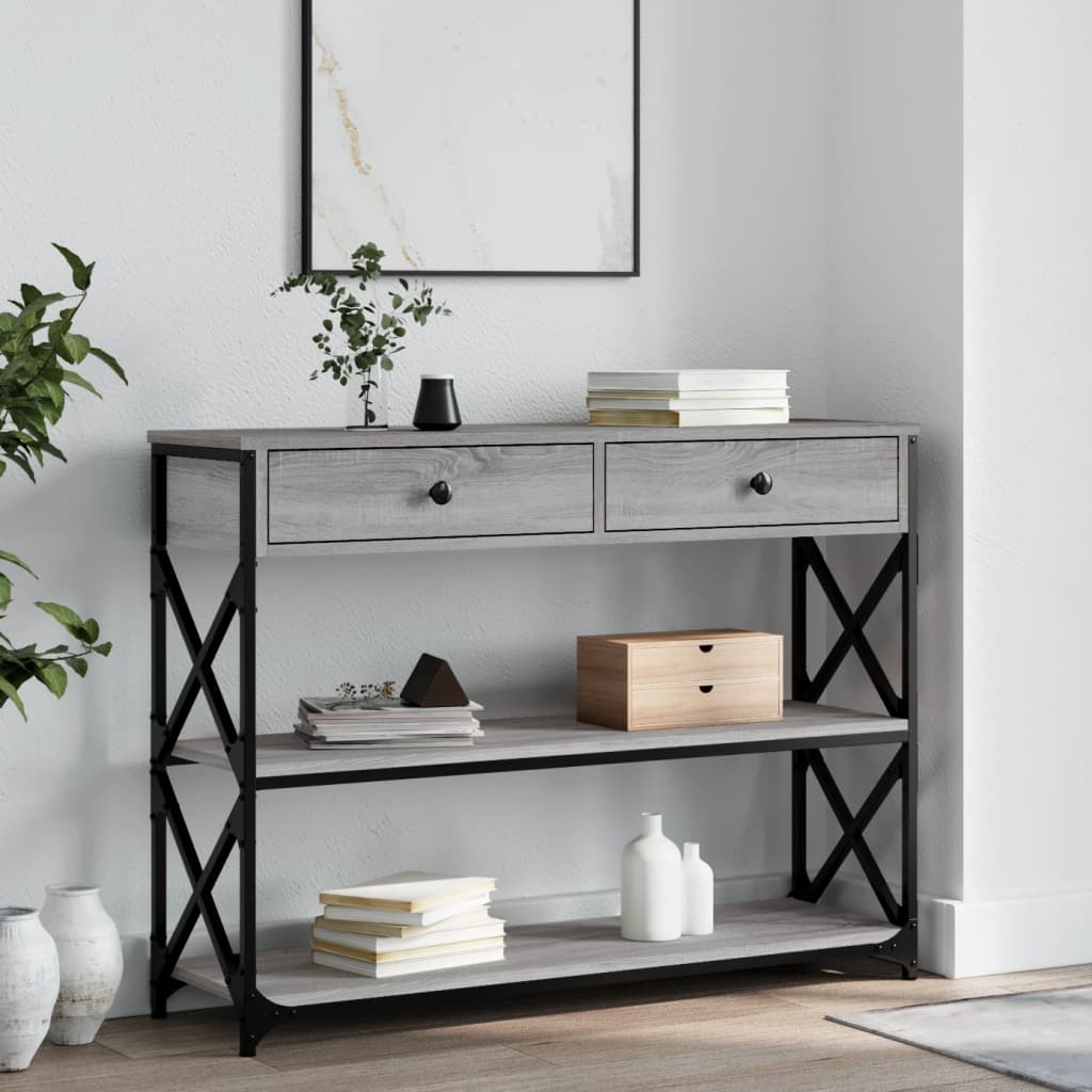Console Table 75x28x75 cm Engineered Wood Grey sonoma 100 cm