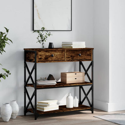 Console Table 75x28x75 cm Engineered Wood Smoked oak 75 cm