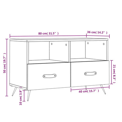 vidaXL TV Cabinet High Gloss White 80x36x50 cm Engineered Wood