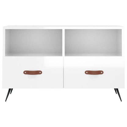 vidaXL TV Cabinet High Gloss White 80x36x50 cm Engineered Wood