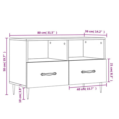 vidaXL TV Cabinet Grey Sonoma 80x36x50 cm Engineered Wood