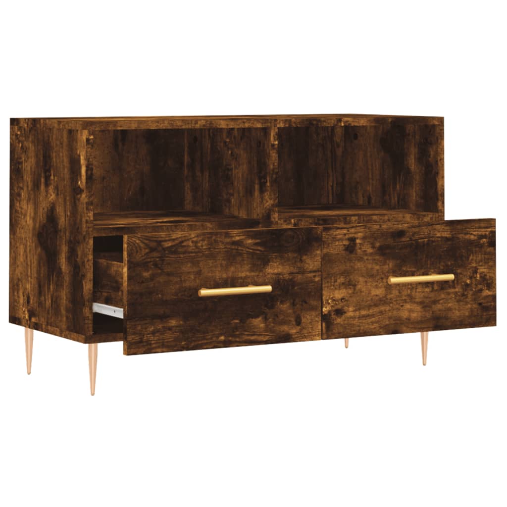 vidaXL TV Cabinet Smoked Oak 80x36x50 cm Engineered Wood