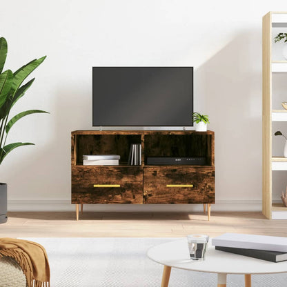 vidaXL TV Cabinet Smoked Oak 80x36x50 cm Engineered Wood