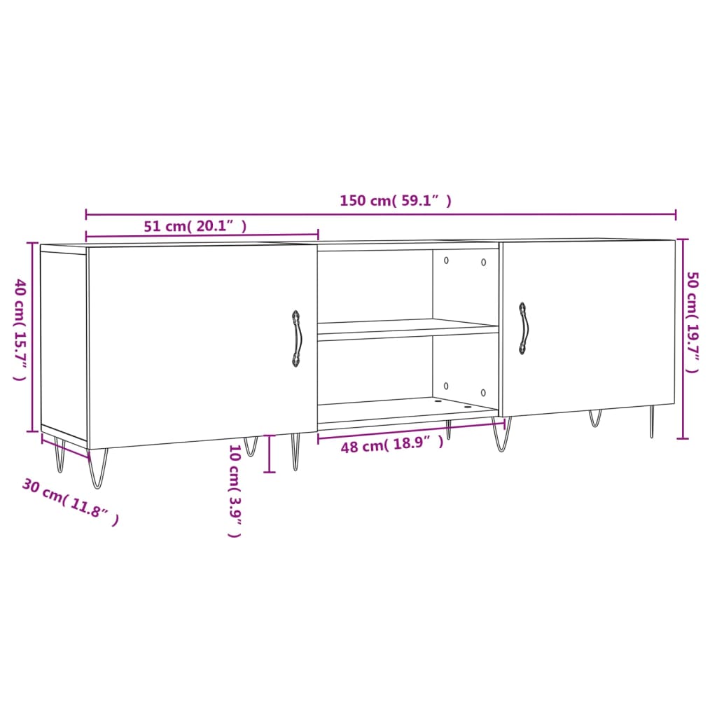 vidaXL TV Cabinet Sonoma Oak 150x30x50 cm Engineered Wood