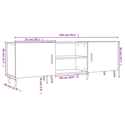 vidaXL TV Cabinet High Gloss White 150x30x50 cm Engineered Wood