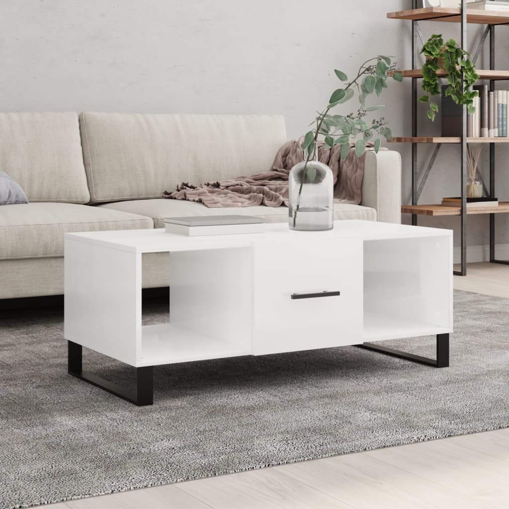 vidaXL Coffee Table High Gloss White 102x50x40 cm Engineered Wood