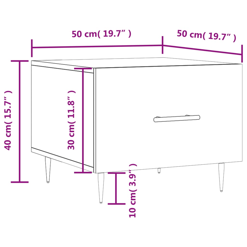 vidaXL Coffee Table White 50x50x40 cm Engineered Wood