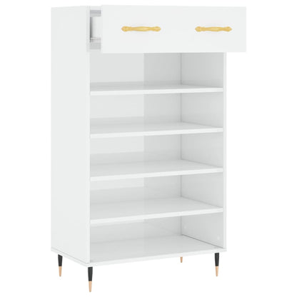 vidaXL Shoe Cabinet High Gloss White 60x35x105 cm Engineered Wood