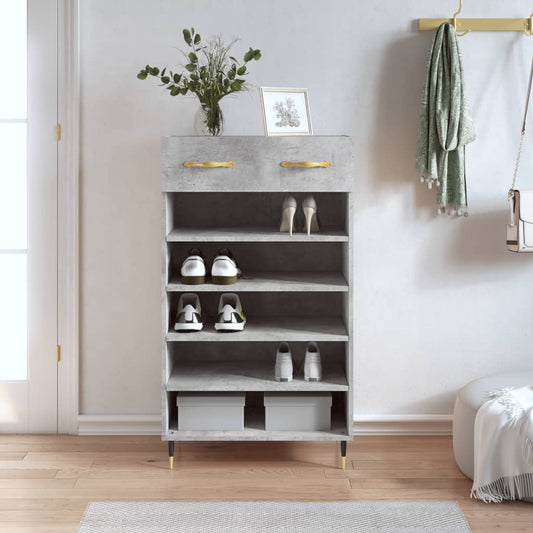 vidaXL Shoe Cabinet Concrete Grey 60x35x105 cm Engineered Wood