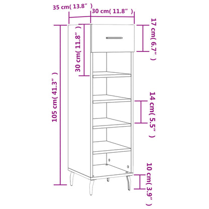 vidaXL Shoe Cabinet Concrete Grey 30x35x105 cm Engineered Wood