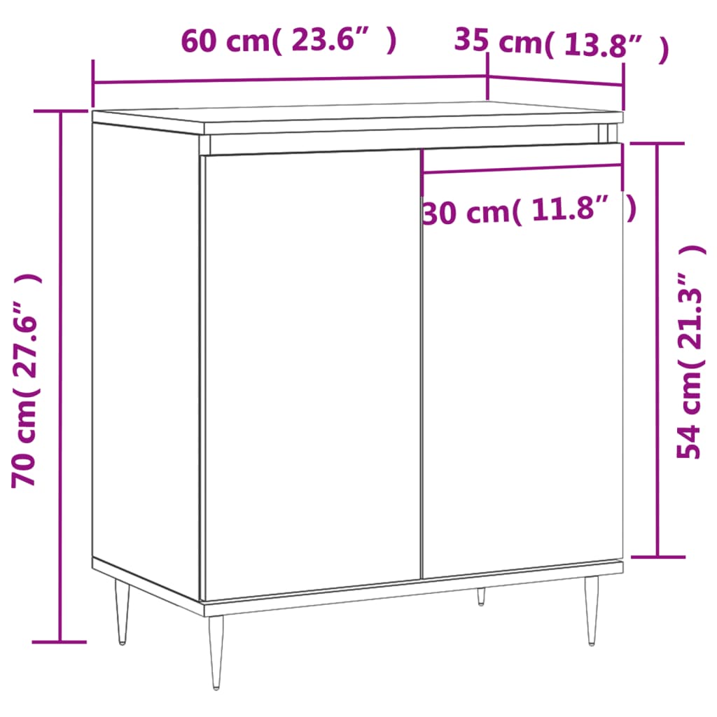 vidaXL Sideboard White 60x35x70 cm Engineered Wood