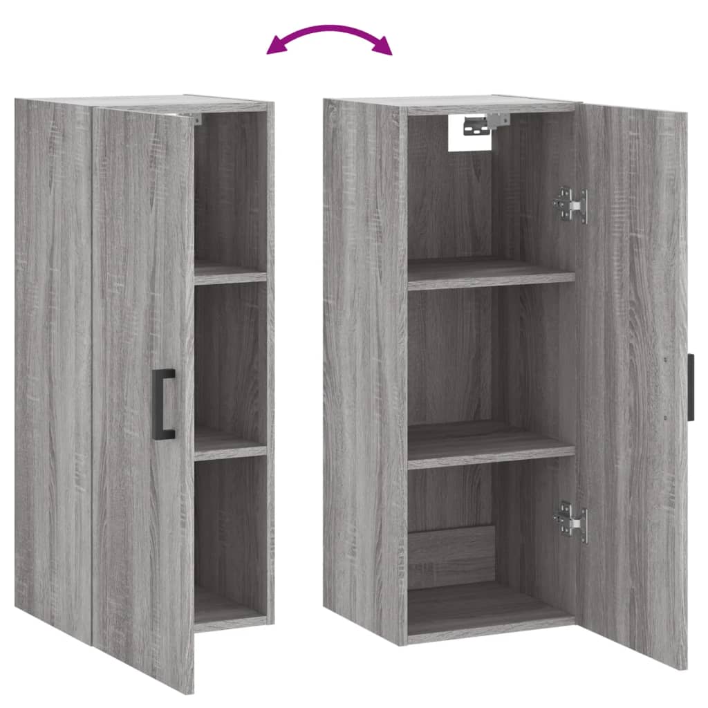 vidaXL Wall Mounted Cabinet Grey Sonoma 34.5x34x90 cm