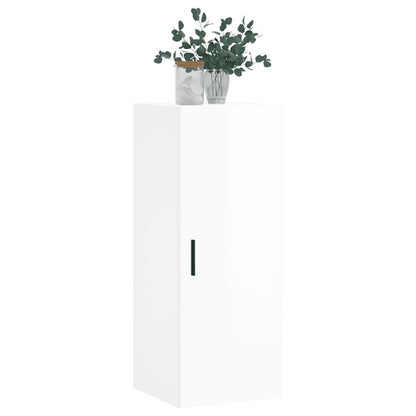 vidaXL Wall Mounted Cabinet High Gloss White 34.5x34x90 cm