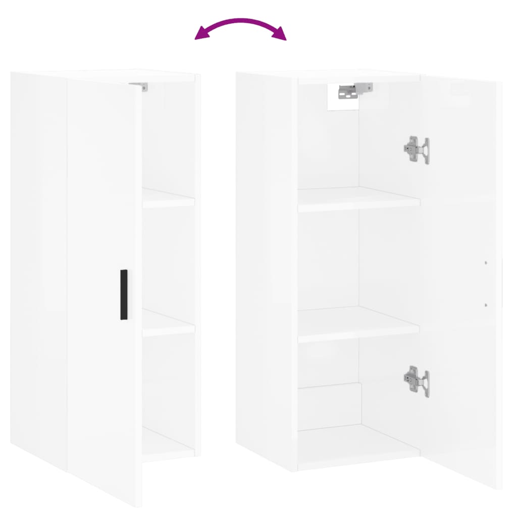 vidaXL Wall Mounted Cabinet High Gloss White 34.5x34x90 cm