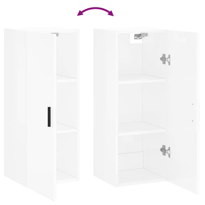 vidaXL Wall Mounted Cabinet High Gloss White 34.5x34x90 cm