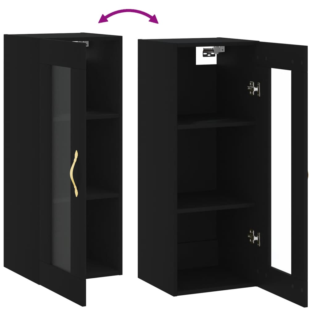 vidaXL Wall Mounted Cabinet Black 34.5x34x90 cm