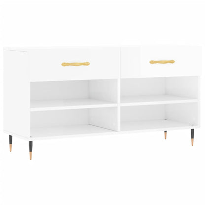 vidaXL Shoe Bench High Gloss White 102x35x55 cm Engineered Wood