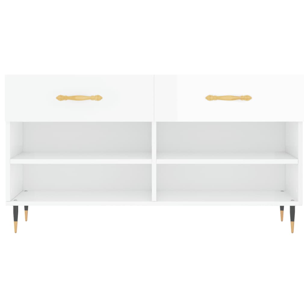 vidaXL Shoe Bench High Gloss White 102x35x55 cm Engineered Wood