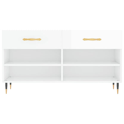 vidaXL Shoe Bench High Gloss White 102x35x55 cm Engineered Wood