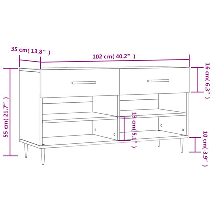 vidaXL Shoe Bench Grey Sonoma 102x35x55 cm Engineered Wood