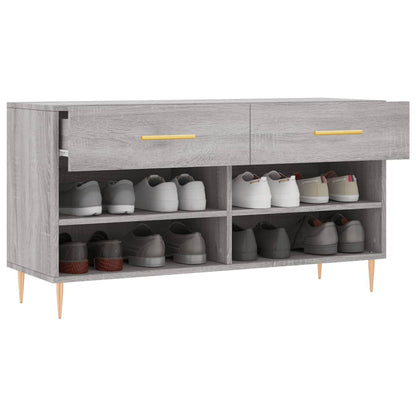 vidaXL Shoe Bench Grey Sonoma 102x35x55 cm Engineered Wood