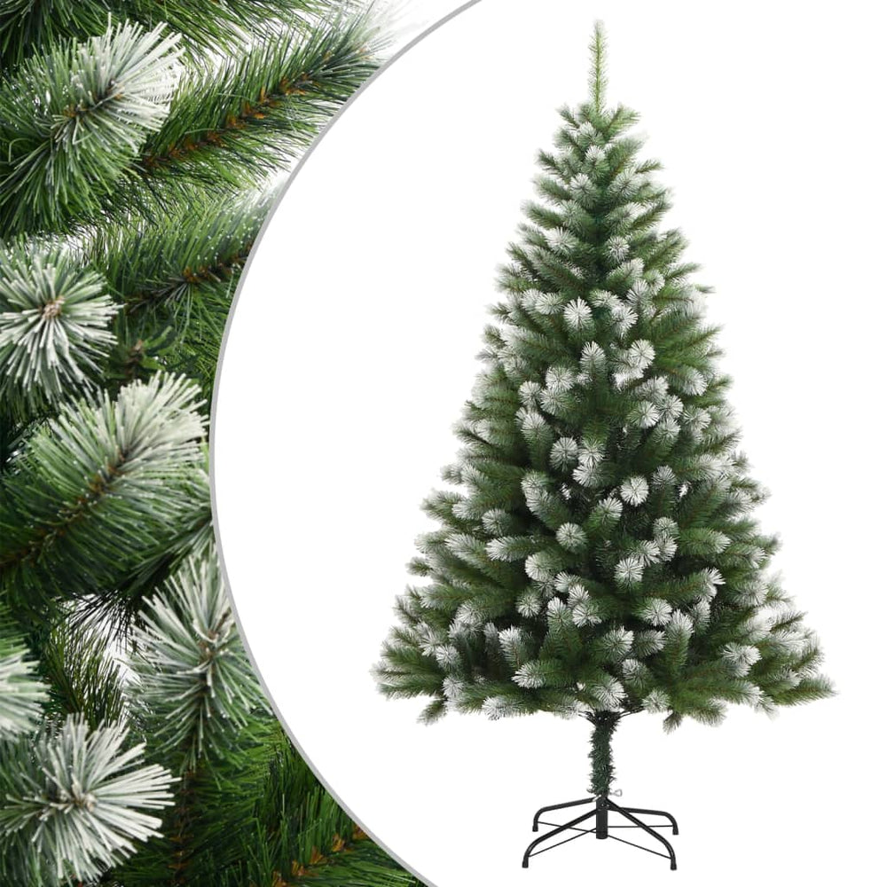 vidaXL Artificial Hinged Christmas Tree with Flocked Snow 300 LEDs 180 cm