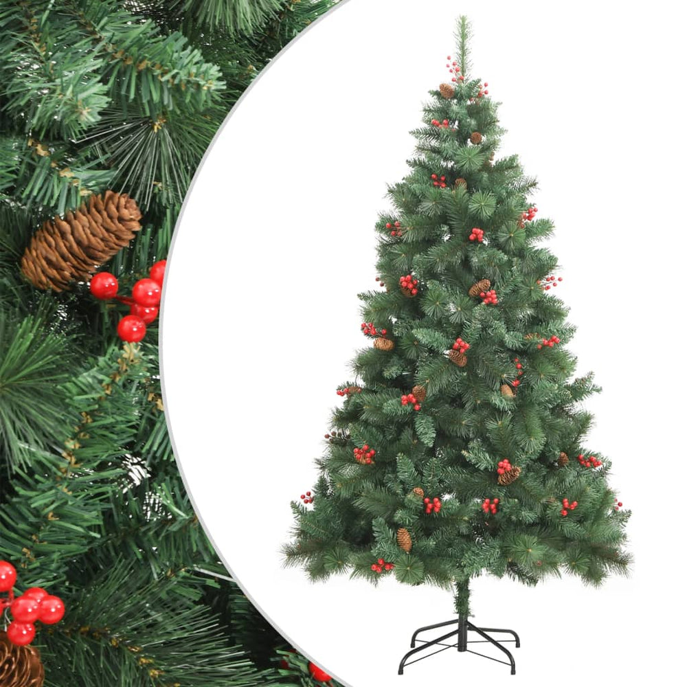 vidaXL Artificial Christmas Tree 300 LEDs Warm White PVC and Metal 180 cm