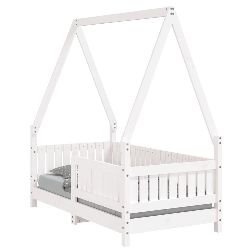 Kids Bed Frame Solid Wood Pine White 70 cm 140 cm