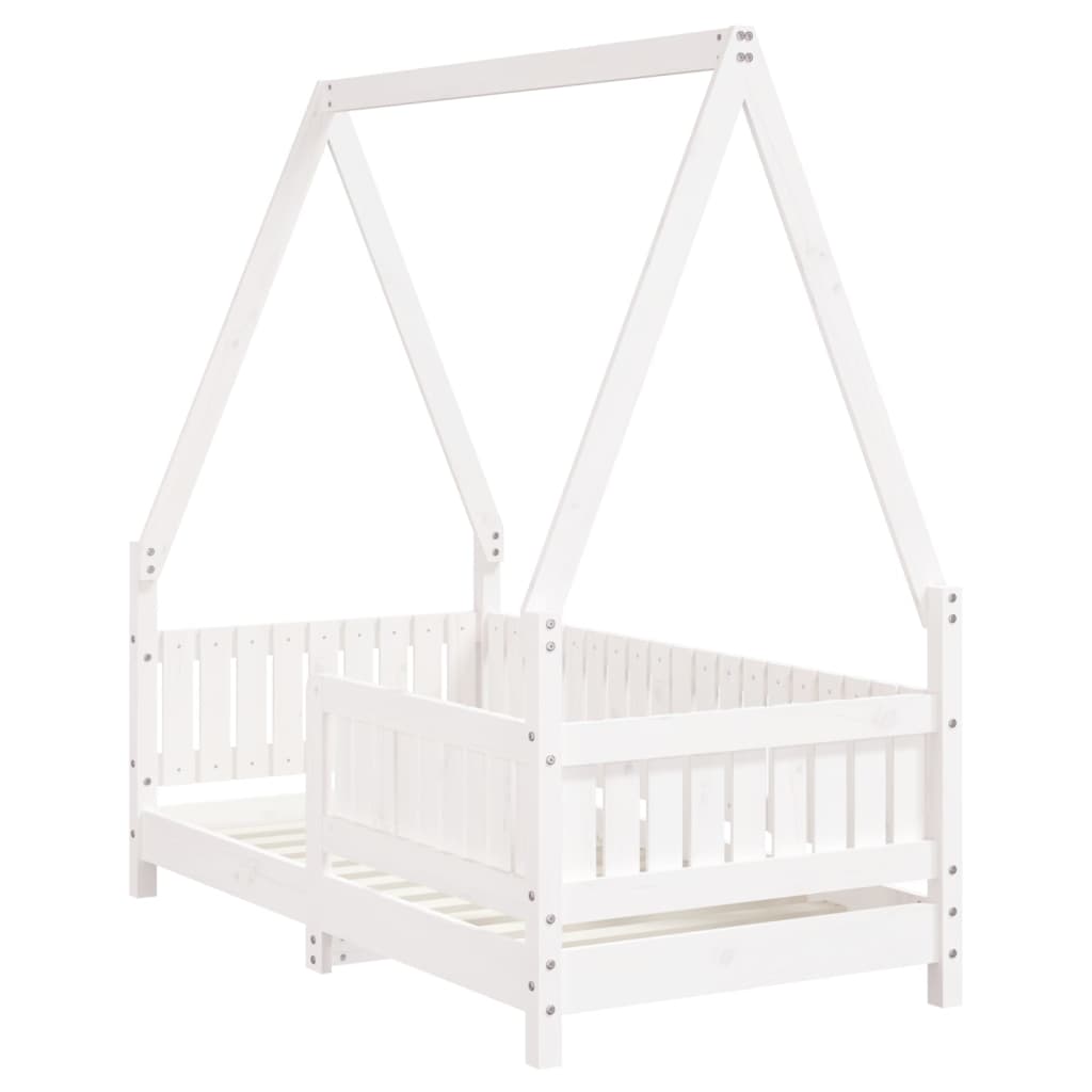 Kids Bed Frame Solid Wood Pine White 70 cm 140 cm