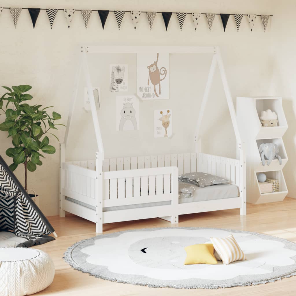 Kids Bed Frame Solid Wood Pine White 70 cm 140 cm