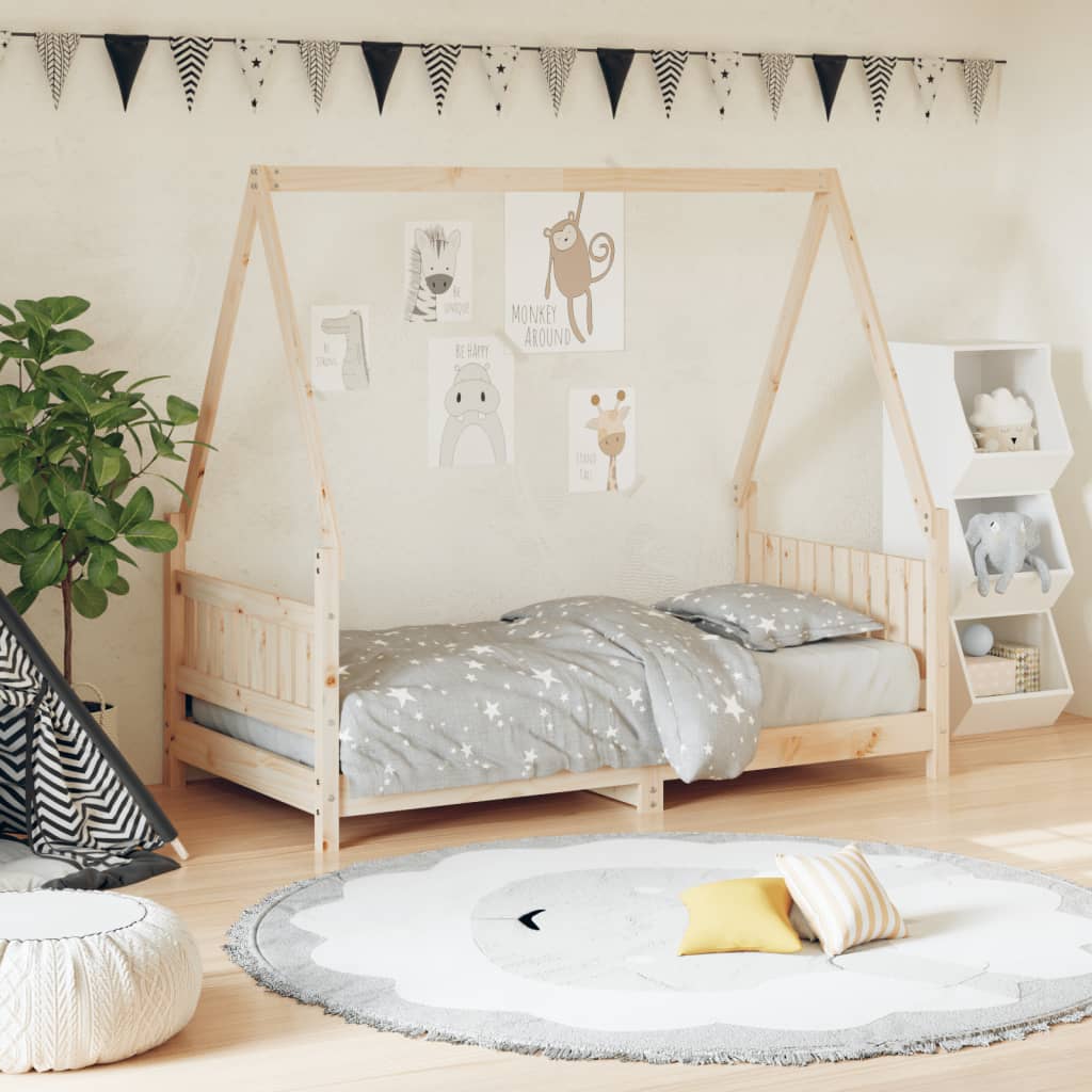Kids Bed Frame Solid Wood Pine Natural 80 cm 160 cm