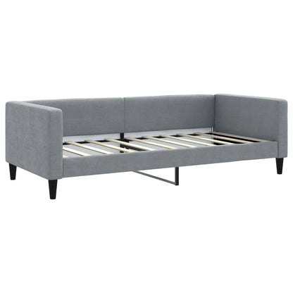 vidaXL Daybed with Trundle and Mattresses Light Grey 90x190 cm Fabric 4