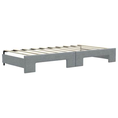 vidaXL Daybed with Trundle and Mattresses Light Grey 90x190 cm Fabric 5