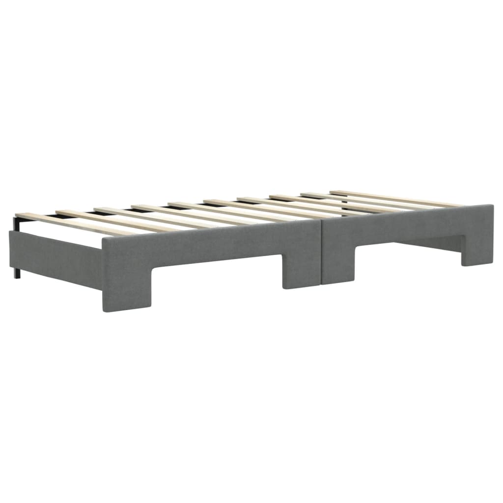 vidaXL Daybed with Trundle and Mattresses Dark Grey 90x190 cm Fabric 5