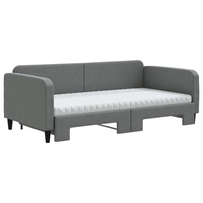 vidaXL Daybed with Trundle and Mattresses Dark Grey 90x190 cm Fabric 3